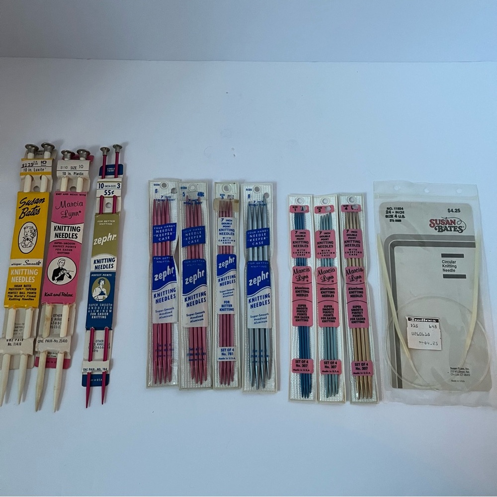 Vintage Knitting Needle Lot Susan Bates Zephr Marcia Lynn
